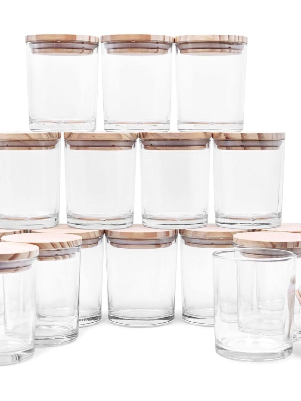Thick Candle Jars for Making Candles 16 Pcs, 7 OZ Empty Jars with Wood Lids for
